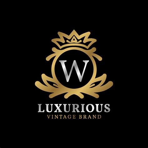 Letter W With Crown Luxury Crest For Beauty Care Salon Spa Fashion