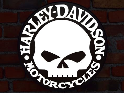 Podświetlane Logo 3D LED Harley Davidson Czaszka 50-80 CM Reklama ...