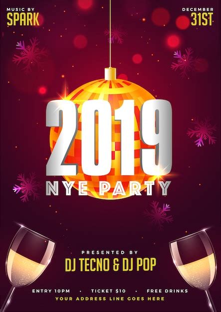 Premium Vector | New Year 2019 party concept.