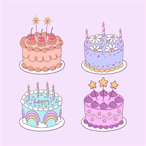 Paquete de pastel de feliz cumpleaños Vector Premium