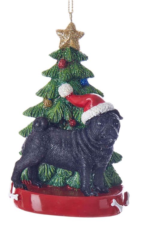 Pug Christmas Tree Ornament Black