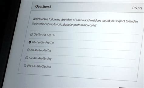 Solved Which Of The Following Stretches Of Amino Acid Residues Would