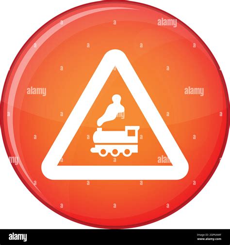 Road Sign Railway Level Crossing Without Gate Or Barrier Ahead Stock