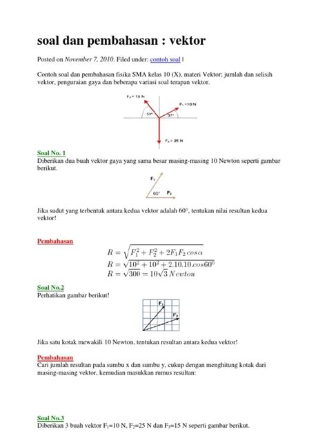 Soal Jawab Vektor Fisika