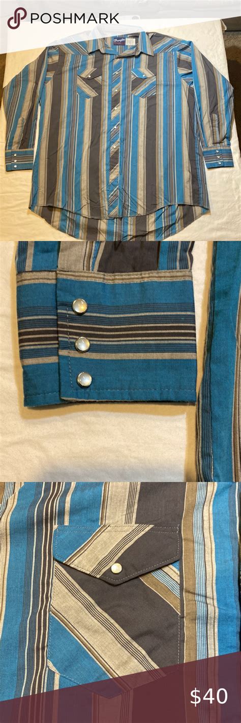 Vintage Mens Wrangler Pearl Snap Long Sleeve Western Shirt