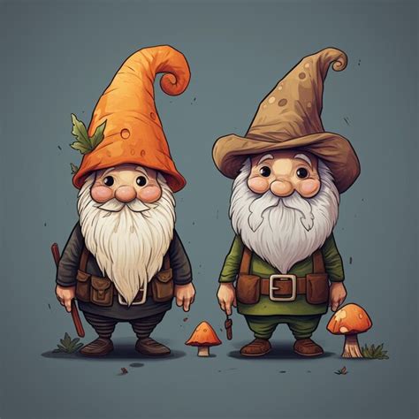 Premium Photo Cartoon Gnomes With Hats And A Beard Standing Next To