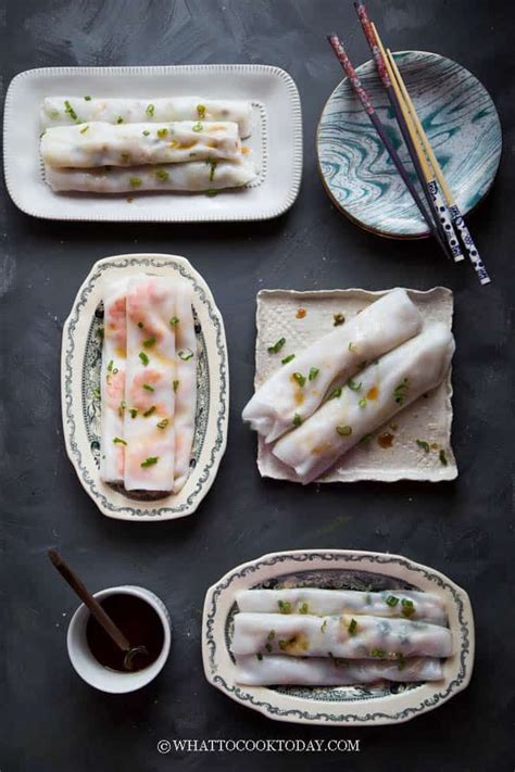 Homemade Cheung Fun Steamed Rice Noodle Rolls 5 Ways Cooking