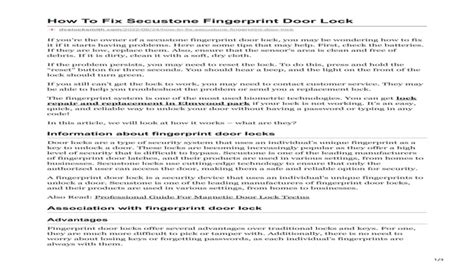 Unlock The Future With Secustone Fingerprint Door Lock Comprehensive