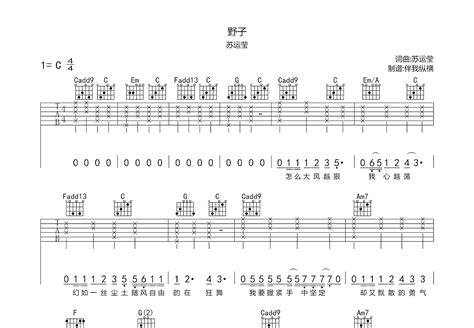 野子吉他谱苏运莹c调弹唱60原版 吉他世界