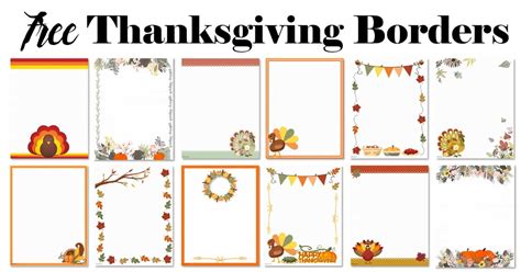 FREE Thanksgiving Border Printables | Many designs available