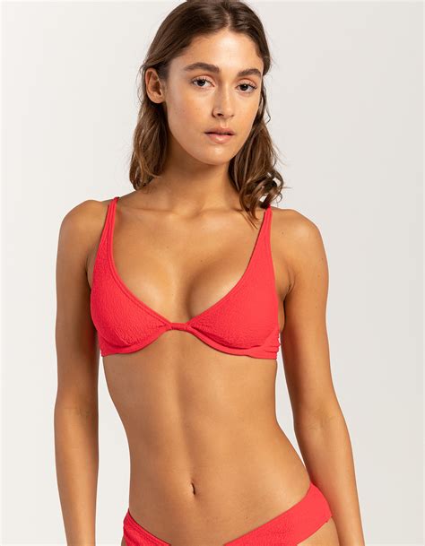 Full Tilt Underwire Crinkle Bikini Top Red Tillys