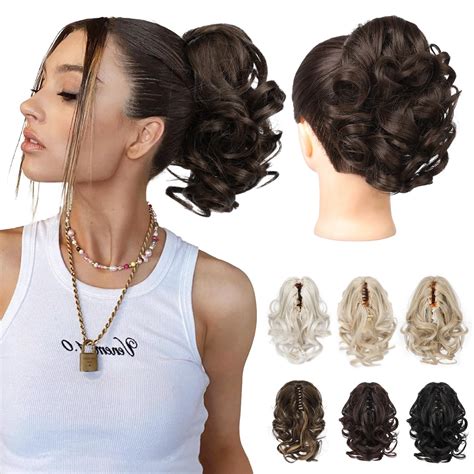 Reecho Ponytail Extension Claw Clip In Short Curly Wavy Pony Hair