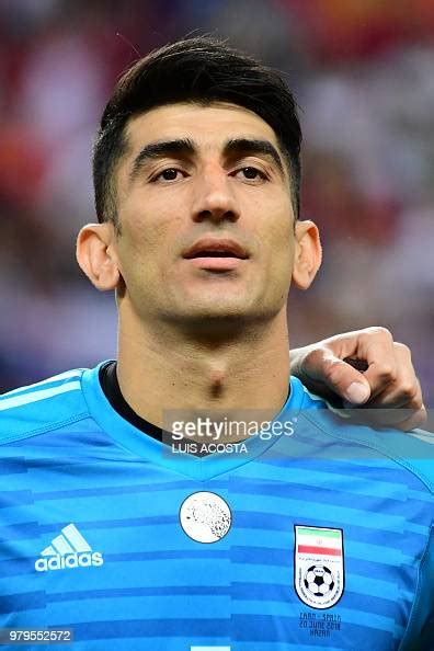 Irans Goalkeeper Alireza Beiranvand Looks On Before The Russia 2018