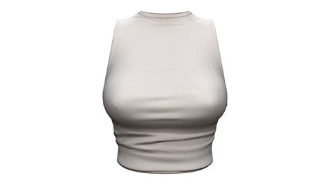 3d Sleveless White Crop Top Model Turbosquid 1970066