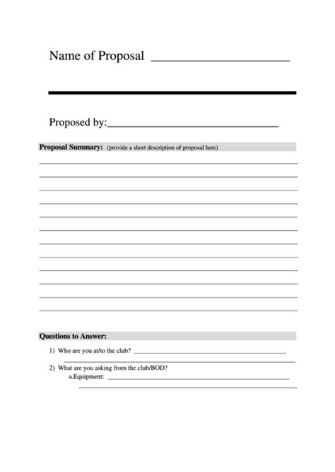 Free Fillable Proposal Forms Printable Forms Free Online