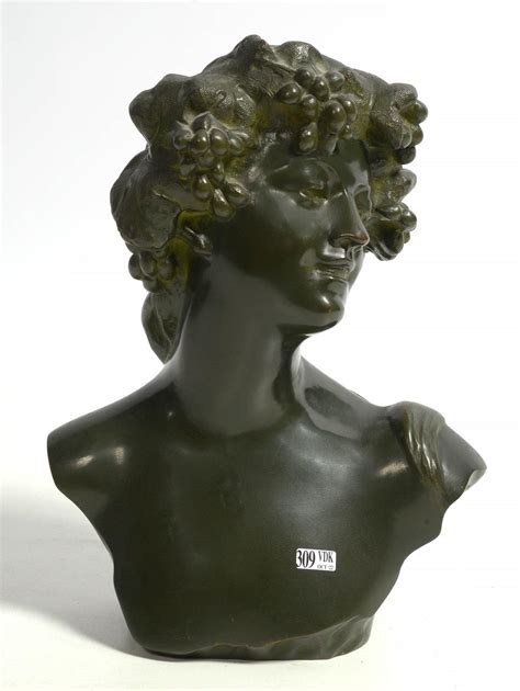 Bid Now Sculptures Buste De Bacchante En Bronze Patine Verte