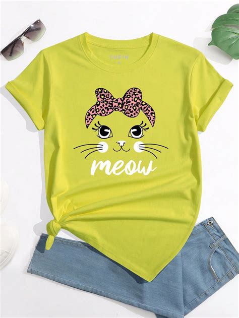 Lime Green Casual Collar Short Sleeve Fabric Cartoon Letter Embellished