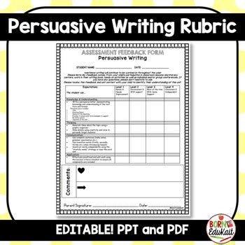 Persuasive Writing Rubric By Born To EduKait Teachers Pay Teachers