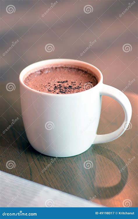 Cup Of Hot Chocolate On The Table Stock Image Image Of Desk Close