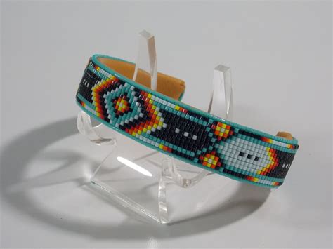 Native American Beaded Cherokee Chevron Cuff Bracelet Native American