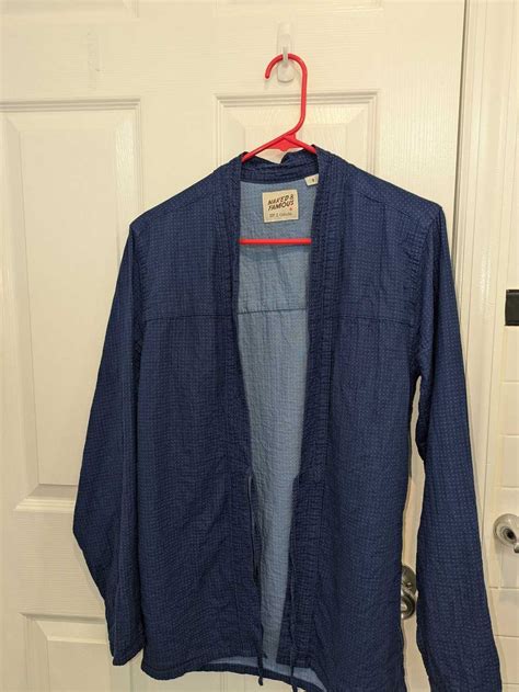 Naked Famous Naked And Famous Kimono Shirt Blue Pol Gem