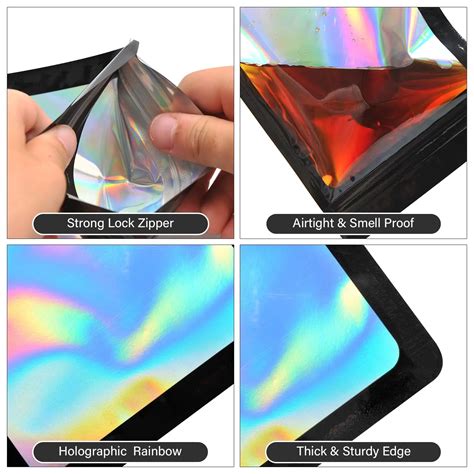 Custom Color Hologram Small Pouch Iridescent Mylar Mini Ziplock Bag
