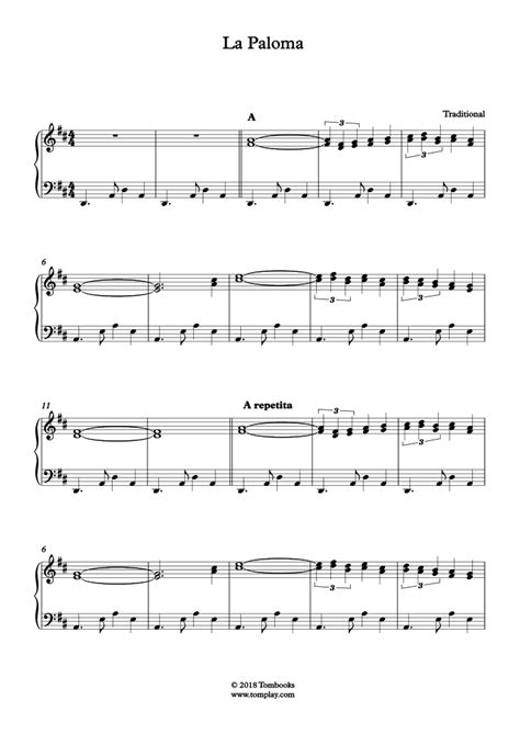 La Paloma (Traditional) - Piano Sheet Music