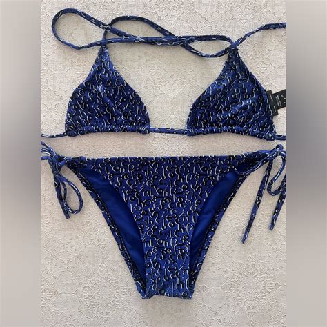 Proenza Schouler Royal Blue String Bikini With Triang Gem