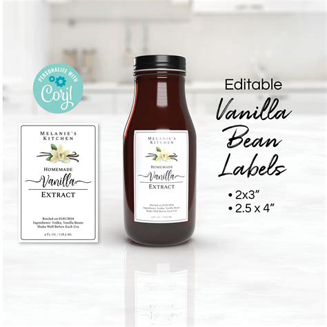 Vanilla Extract Bottle Labels