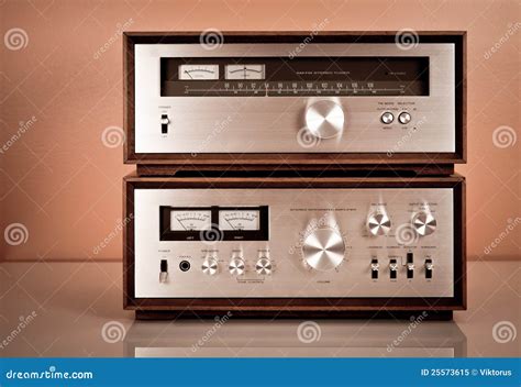 Vintage Stereo Amplifier Frontal Panel With Vu Meters Royalty Free