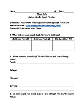 Flying Solo By Ralph Fletcher Chapter Quizzes By Sheri Kinnett Tpt