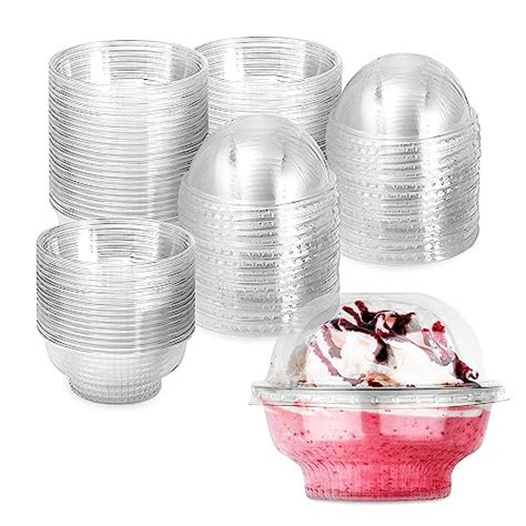 Mini Clear Plastic Dessert Cups With Lids 5 Oz Set Of 50 Small Disposable Parfait Cup Dome