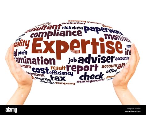 Expertise Word Cloud Hand Sphere Concept On White Background Stock