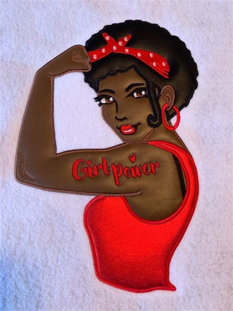 Afro Girl Power Rosie Applique 3 Sizes Included Embroidery Design