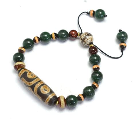 Tibetan Tiger Tooth Protection Dzi Bead Amulet Bracelet Feng Shui