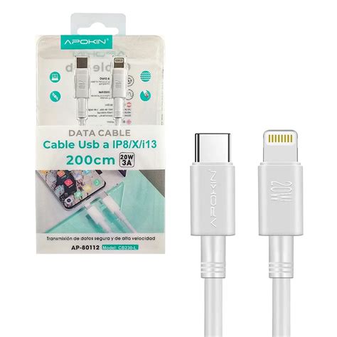 Cable de Datos y Carga Ultra Rápida 3 0A Lightning USB C 3A 20W Cable