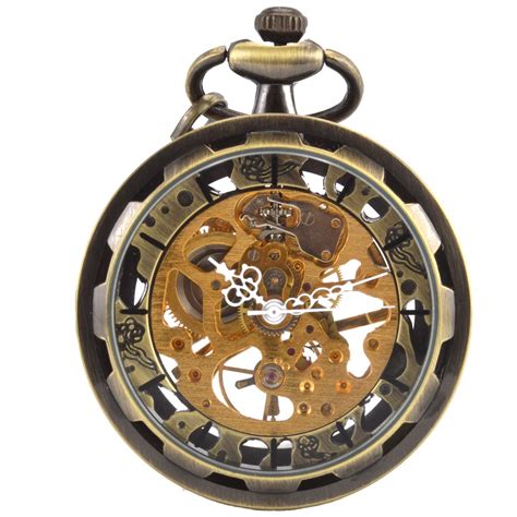 Buy Wenshida Steampunk Bronze Mens Pocket Watch Open Face Transparent