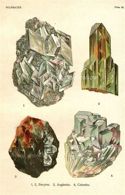 Vintage 1922 Minerals Print Antique Precious Stones Print Etsy