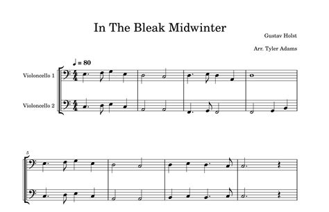 In The Bleak Midwinter Easy Cello Duet Arr Tyler Adams By Gustav