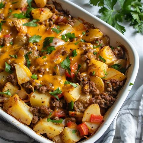 Easy Hamburger Potato Casserole In 2024 Beef Recipes Easy Potatoe