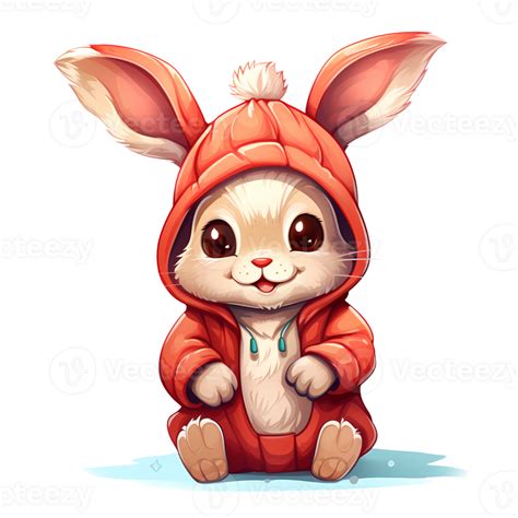 Cute Rabbit Christmas Clipart Illustration Ai Generative Png