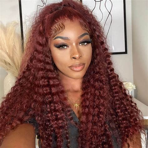 Reddish Brown Color Deep Wave Hd Lace Front Wig Trendy Color Tinashehair