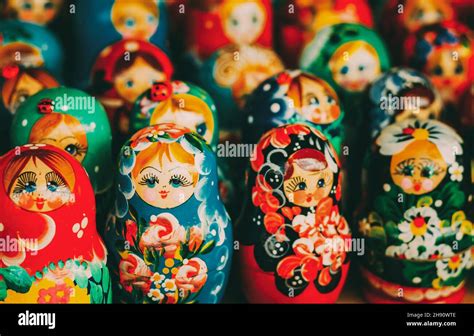 Colorful Russian Nesting Dolls Matreshka At The Market Matrioshka