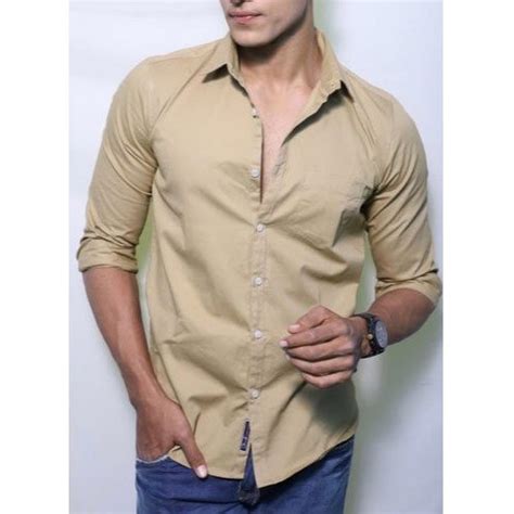 Full Sleeves Collar Neck Mens Plain Cotton Shirt Size 38 To 42 At Rs