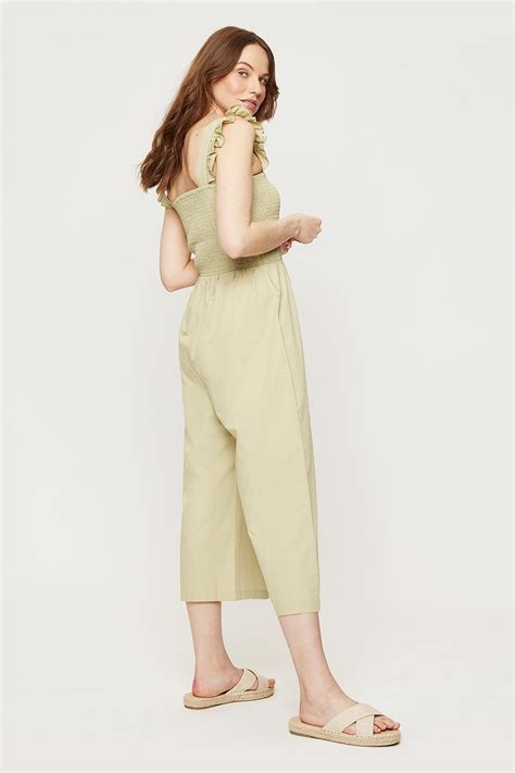 Jumpsuits Khaki Shirred Jumpsuit Dorothy Perkins