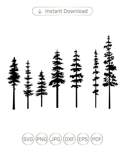 Tree Silhouette Svg,pine Tree Svg,pine Tree Silhouette,evergreen Tree ...