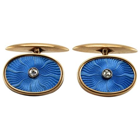 Antique Russian Guilloche Enamel Diamond Gold Cufflinks At 1stdibs