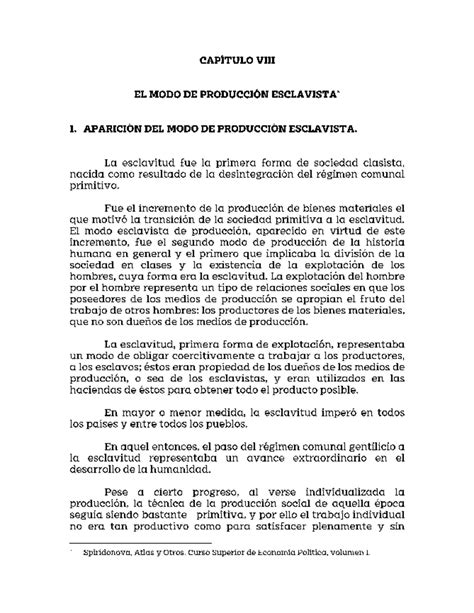 Capítulo 08 El Modo De Producción Esclavista CapÍtulo Viii El Modo De