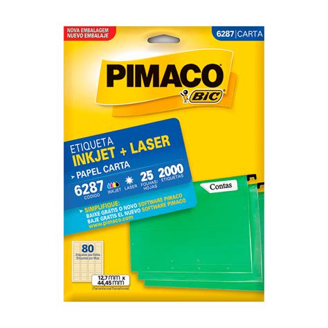 Etiqueta Carta 12 7mm X 44 45mm 25 Folhas 6287 Pimaco