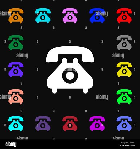 Retro Telephone Handset Icon Sign Lots Of Colorful Symbols For Your